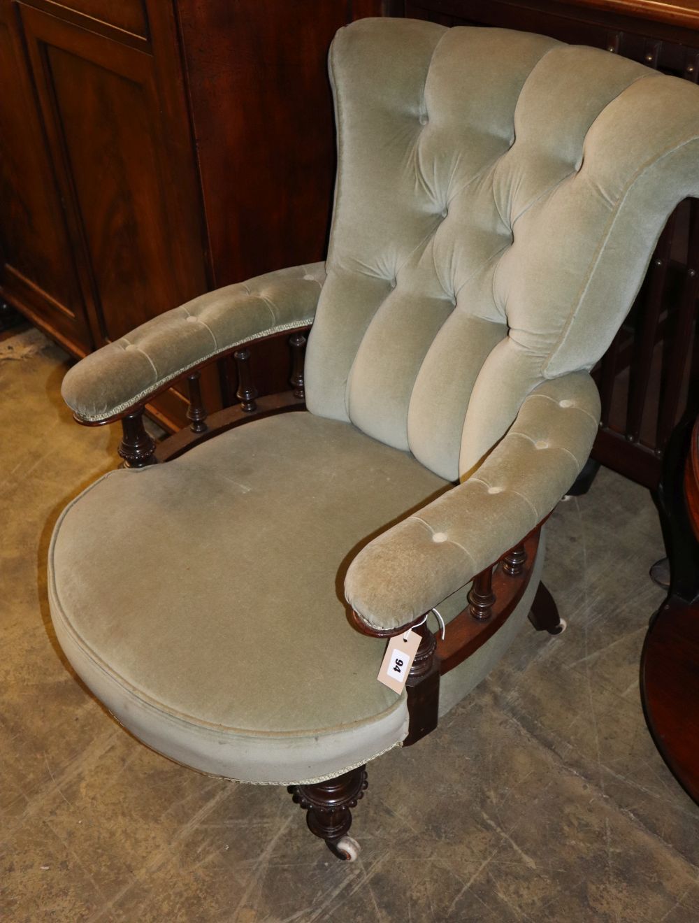 A Victorian upholstered armchair